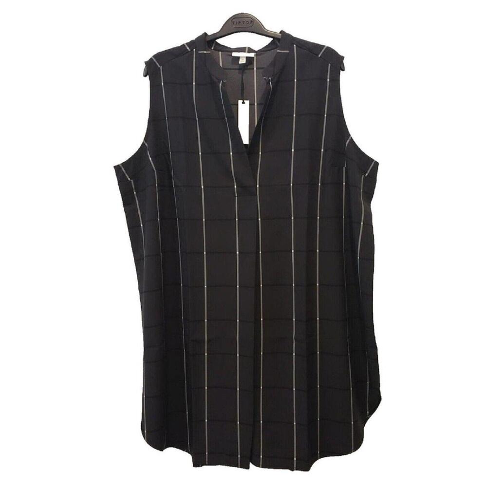 NWT Plus Prologue Black Grid Sleeveless Women's Tunic Dress Size - 3XL Indonesia